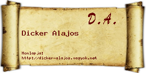 Dicker Alajos névjegykártya